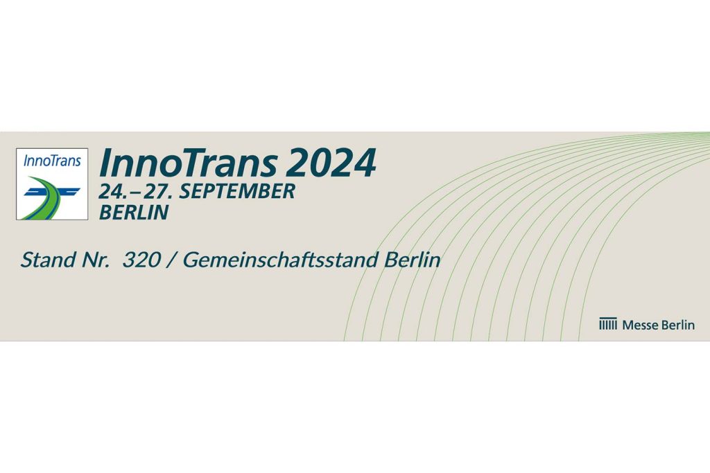 Logo der Innotrans 2024 mit dem Hinweis zum Gemeinschaftsstand auf dem Move & Traffic Controls anwesend sein wird