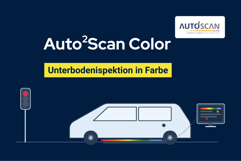 Schaubild von einer Situation in der Autos2Scan Unterbodeninspektion in Farbe im Einsatz ist